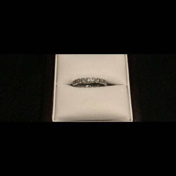 Milgrain Dots Simulated Diamond Eternity Band Ring - Picture 1 of 3